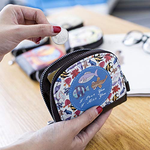 Image of Auony Coin Purse, Leather Change Coin Pouch Bag Cash Bag Wallet Bag with Key Ring for Girls & Women