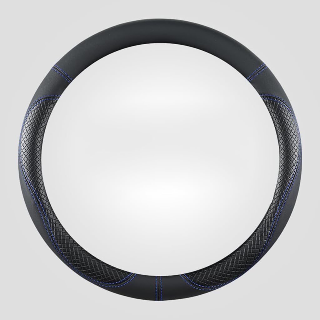 ZWDFDC Car Steering Wheel Cover for Citroen C5 Aircross AIRCROSS Hybrid C8 C-Crosser, Soft Non-Slip & Breathable GripEnhanced Grip, Comfortable & Durable,O型-Black Blue