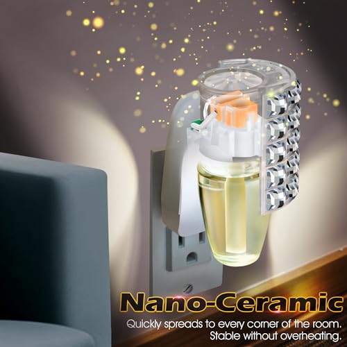 Hohean Wall Fragrance Plug in with Night Light, Compatible with Bath & Body Works WallFlower Fragrance, Wall Plug Essential Oil Diffuser with Nightlight for Home, Office, Square Rhinestone (1 Pack)
