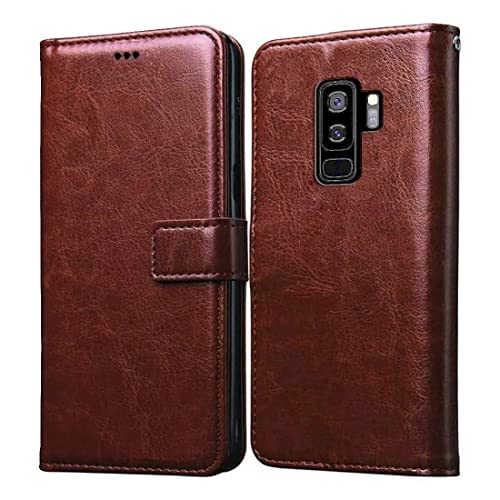 Image of Flip Cover Back Case for Samsung Galaxy S9 Plus | Premium Leather Finish | Inbuilt Pockets & Stand | Flip Cover Back Case for Samsung Galaxy S9 Plus (Brown)