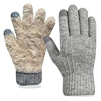 QICEDER Winter Handschuhe für Herren und Damen - Ski, Fleece, Strick, Touchscreen, Wolle, Warm, Bequem, Laufhandschuhe, Sport (Grau)