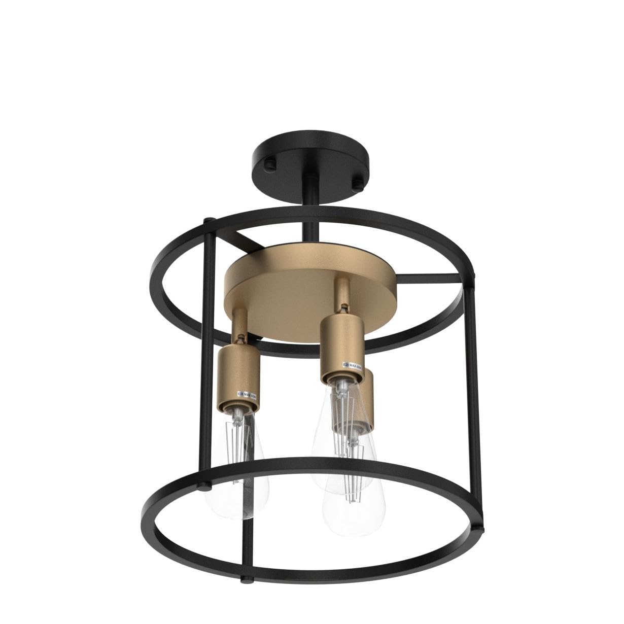 Lámpara de techo industrial semiempotrada, lámpara de techo negra vintage de 3 luces con enchufe ajustable, lámpara rústica de metal para cocina, pasillo, entrada, pasillo, dormitorio 3