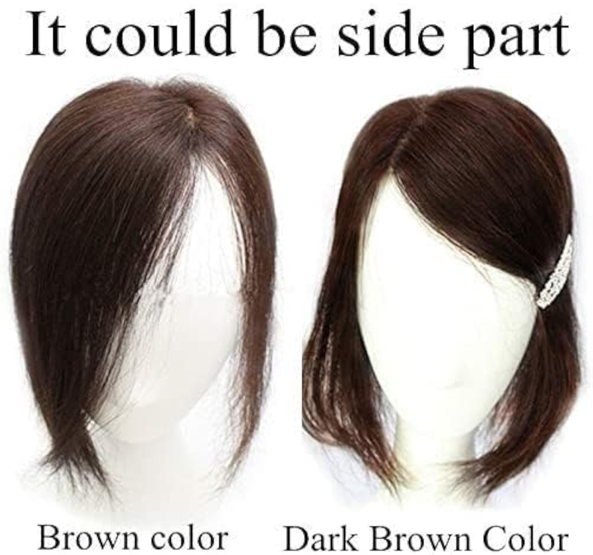 Natural-Looking Dark Brown Hair Topper Wig, 18 Inch