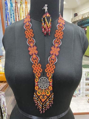 Collar Gerdan ucraniano de cuentas y pendientes para regalo tradicional 2