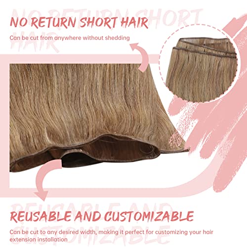 Fshine Sew In Weft Hair Extensions, Human Hair, 24 Inch, 60 g, Straight, Brown, Salon Style for Women, 2.Genius #Ba10/14, 60g-24inch - Image 3