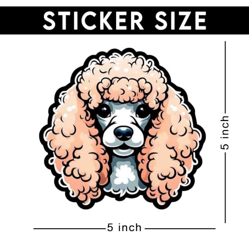 Image of Cute Poodle Dog Sticker Vinyl Decal Waterproof Dog Lover Sticker for Laptop Water Bottle Car Notebook Window Pet Lover Gift Puppy Dog 5 Inch