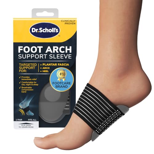 Dr. Scholls Foot Arch Support Sleeve - Provides Immediate Support Comfortable for Day Night & Sleep Breathable Compression Band Targeted Support For Plantar Fascia Heel & Arch