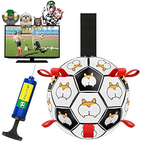 Dog Football Toys , YONGQING Interactive Dog Football with Grab Tabs, Durable Dog Ball Toys to Stop Boredom for Small Medium Breed Dog Tug Games Water Toy Dog Indoor & Outdoor Toy (red ) Cover
