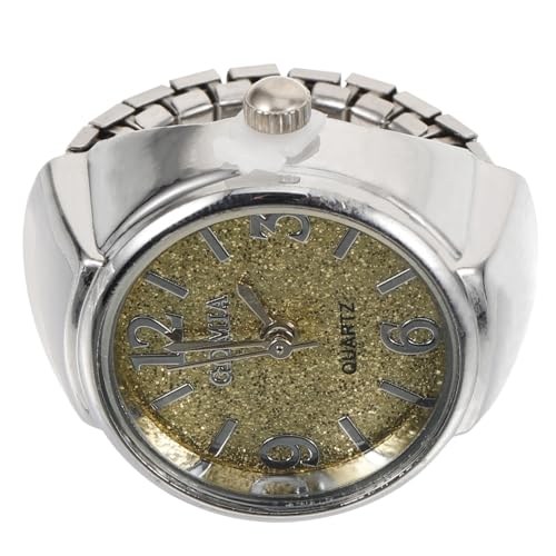 Montre à doigt à paillettes ronde en verre pour filles - Bague montre décorative pour enfant