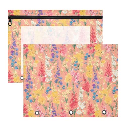 FRODOTGV Vibrant Gladiolus Flower pencil poucheses Clear Window Pocket Folders for A4 Paper Letter 2 Pack Teacher Office Supplies