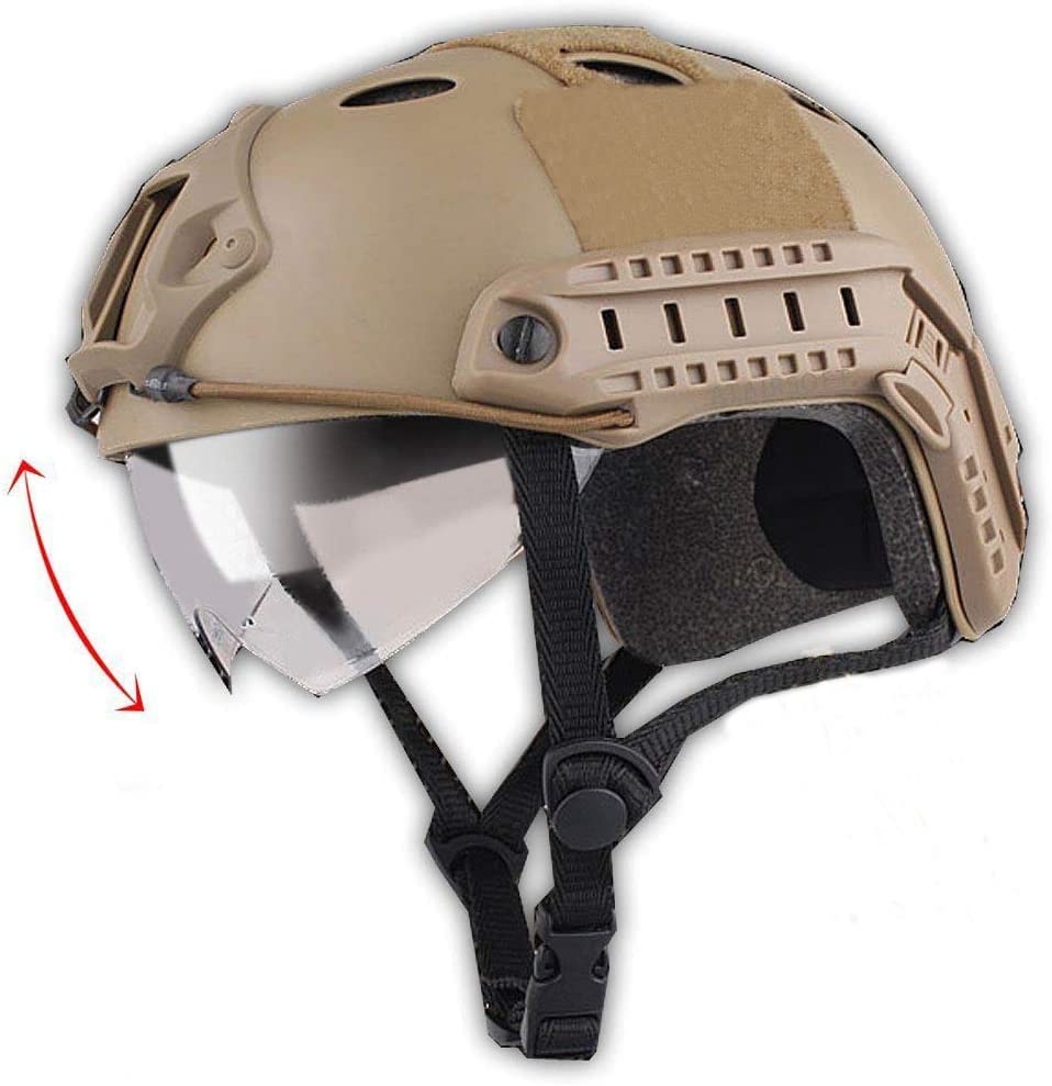 CMAIR4U Airsoft Helmet,Fast PJ Type Helmet with Airsoft Goggles Front NVG Mount and Side Rail for Tactical/Airsoft/Paintball Outdoor Activities