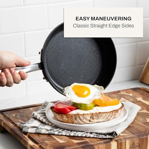 All-Clad HA1 Hard Anodized Nonstick Fry Pan Set – 3-Piece Cookware, 8", 10", 12" Skillets with Lid, Induction Compatible, Oven Safe to 500°F, Lid Safe to 350°F, Black