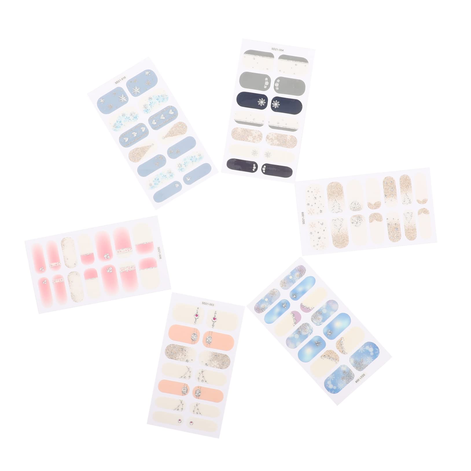 5 Set Adesivi Per Unghie Autoadesivi Decorazioni Per Nail Art Facili Applicare E Rimovibili Per Manicure Te Design Adatti Per Domestico 6 Fogli*5