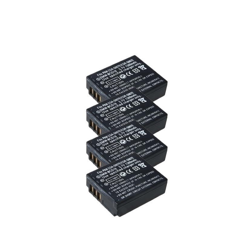 4 baterías de 1300 mAh CGA S007 CGR S007E DMW BCC10, compatibles con Panasonic, Lumix DMC TZ1 TZ2 TZ3 TZ4 TZ5 TZ50 TZ15 CGR S007E(4 Battery)