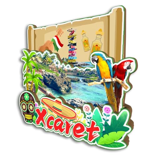 Imán decorativo redondo Xcaret México miniatura 2