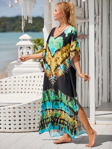 Image of Kaftan Dresses for Women Plus Size Bathing Suit Cover up Caftan Maxi Beach Dresses