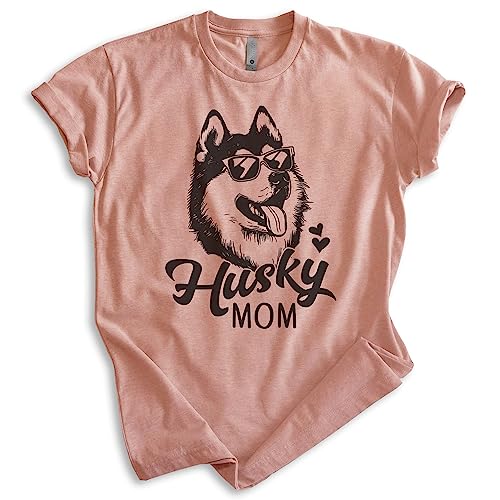 EVERTREE CLOTHING Husky Mom T-Shirt Unisex Womens Shirt Siberian Husky Owner Best Dog Mom Gift Heather Sunset X-Large