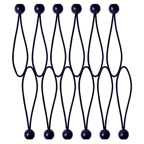 Preisvergleich Produktbild euhuton 12 Stücke Planenspanner Gummispanner Zelt-Spanngummis mit Kugel Gummischlaufen Spanngummis Zeltgummis Planenspanner Expanderschlingen für Zelte Plane und Banner(schwarz)