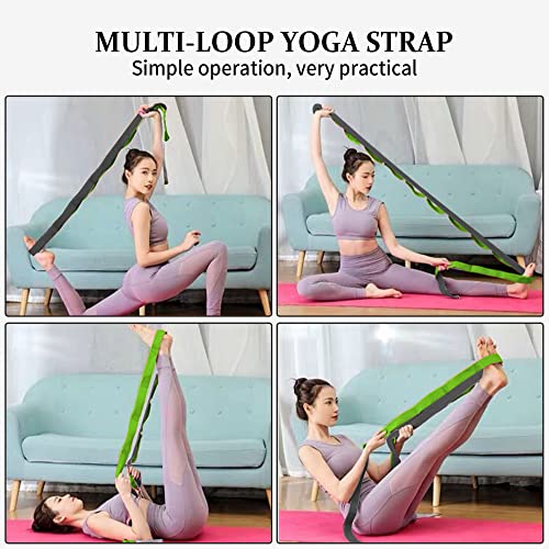 Websuka Stretching Strap Yoga Strap, 10 Loops Non-Elastic Stretch Bands Helps Women And Men Improve Flexibility For Home Workout, Physical Therapy, Pilates, Exercise, Dance, Comes With Door Anchor #TOP5