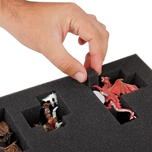 Image of ENHANCE Miniature Figure Satchel - Compact Storage & Carrying Case for DnD Miniatures with Strap, 3 Foam Trays (2 Pre-Cut and 1 Pick & Pluck Tray) - Fits 20mm to 25mm Figures (Small - Standard Base)