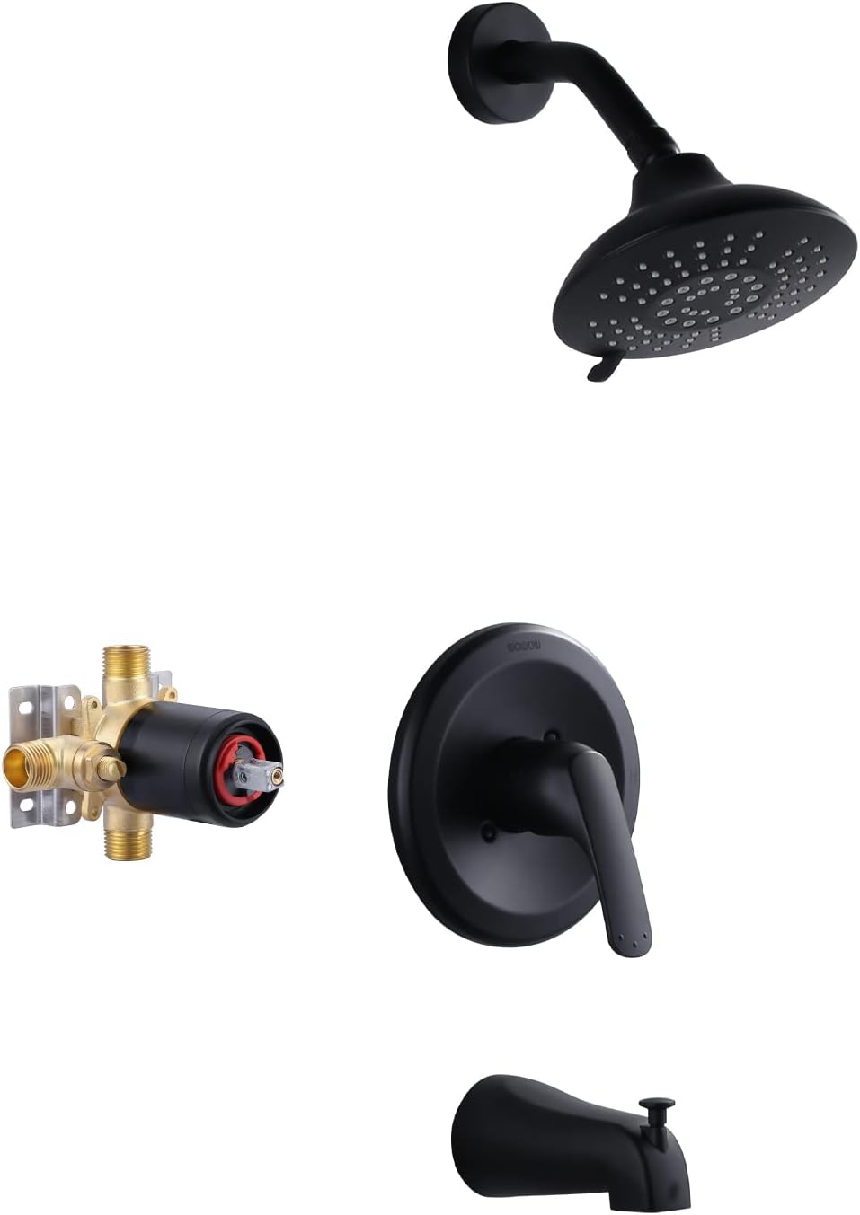 ALEASHA Tub Shower Faucet Set, Black Modern Tub and Shower Trim Kit