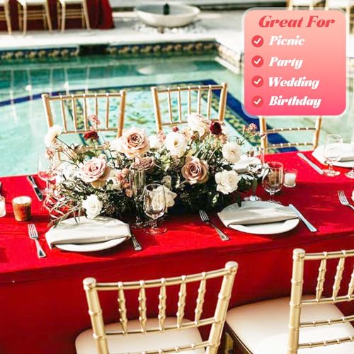 Vrisssot Red Table Cover Roll Disposable Tablecloth: 54in X 120ft Table Covers Plastic Table Cover Roll with Easy Slide Cutter Red Table Covers for Parties Disposable by Vrisssot - Image 6