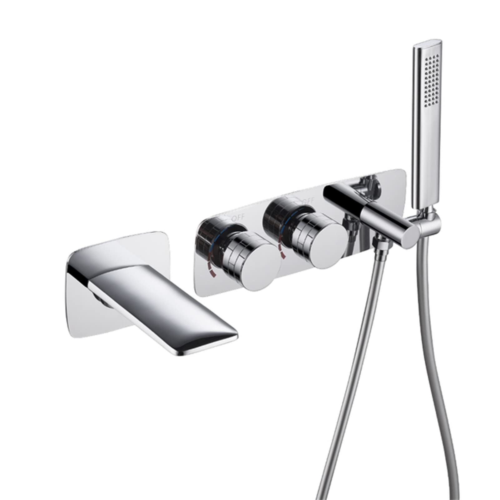 JYBNBBE Bathroom Waterfall Bathtub Faucet, Dual Handle Brass Bath Shower Mixer Tap with Waterfall Tub Spout and Handheld Shower, Wall Mounted Hot and Cold Water Mixer Tap (Besides A)