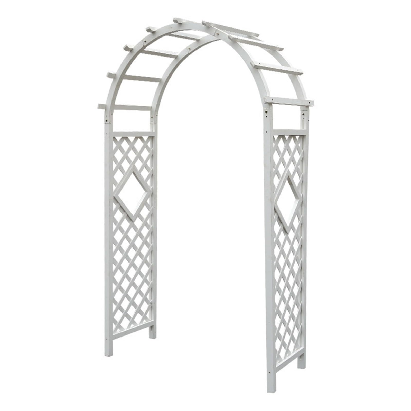 Drewniany łuk ogrodowy pergola do roślin pnących na zewnątrz krata altanka dekoracja ślubna biała 140 x 225 cm