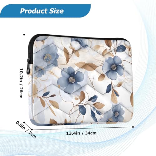 Funda para laptop 13-14 pulgadas azul con flores y hojas miniatura 3