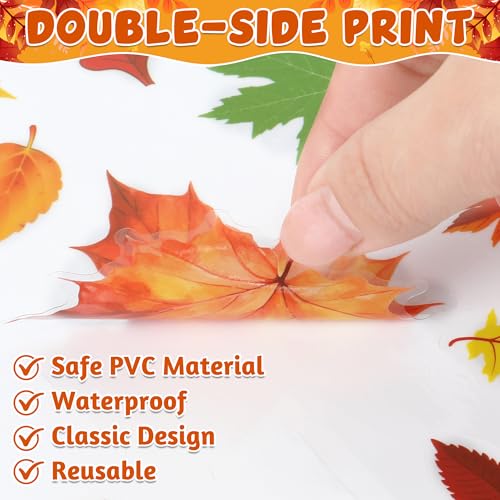 Image of 9 Sheets Fall Decorations, 274 PCS Fall Window Clings, Double Sided Autumn Stickers with Maple Leaves Pumpkin Nuts, Autumn Window Clings for Party Thanksgiving Decor Indoor Outdoor Accessories
