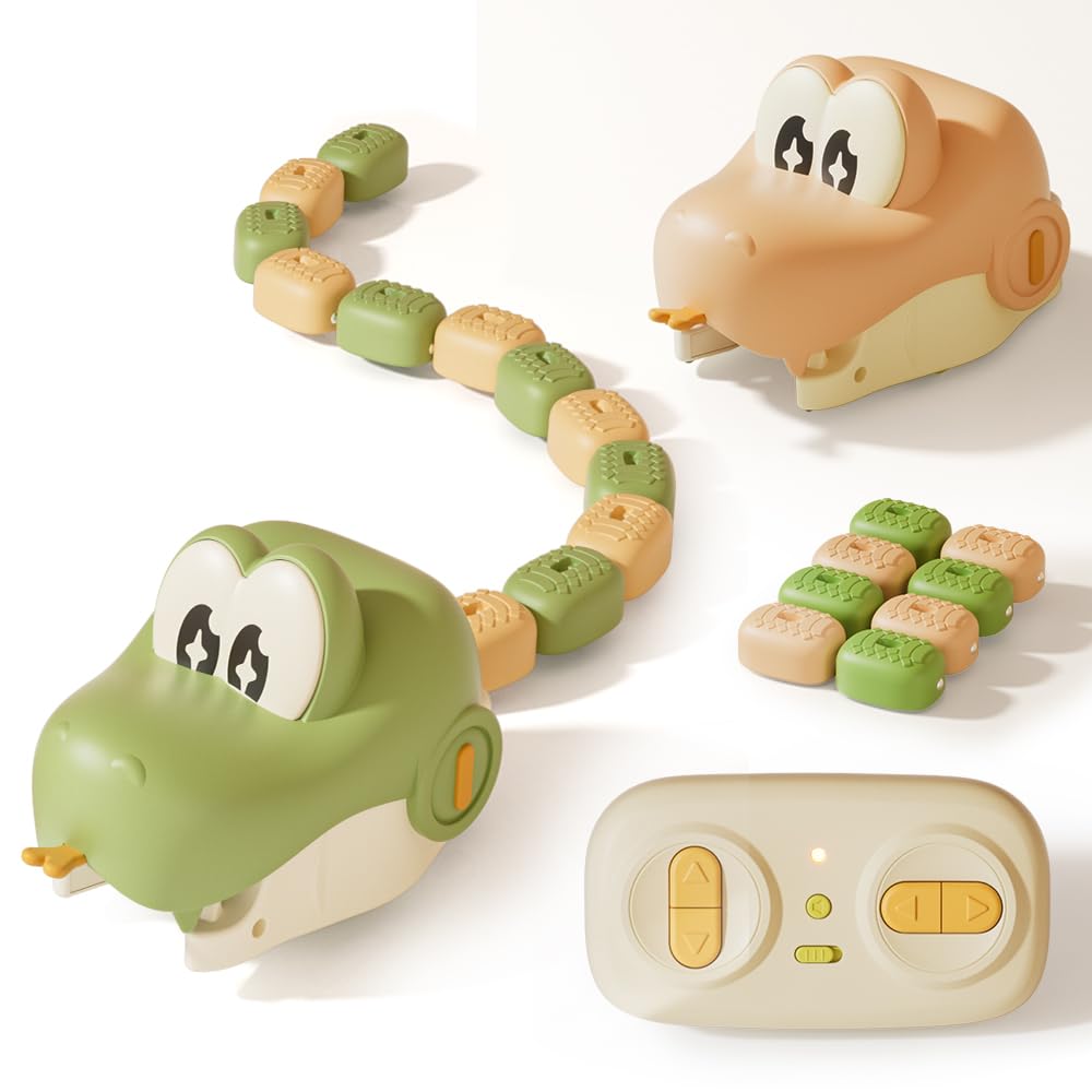 2 Set Wiederaufladbarer Magnet Schlangenzug Eisenbahn Spielzeug für Kinder | Krabbelnde Spielzeug Schlange Spielzeug für Bausteine, aus ABS, für kleine Kinder, Zuhause, Park, Schlafzimmer, Fußboden