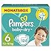 Pampers Windeln Größe 6 (13-18kg) Baby-Dry, Extra Large, 124 Stück, MONATSBOX, bis zu 12 Stunden Rundum-Auslaufschutz