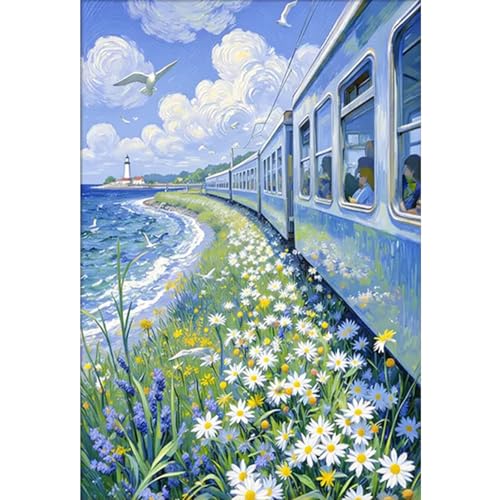 Idée cadeau créative : peinture diamant 5D grand train de mer