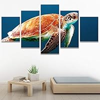 SIGNWIN 5 Panel Canvas Wall Art Modern Art Multicolor Nautical Photography Relax/Calm Reptiles Turtle for Home Decorations Ready to Hang - 60