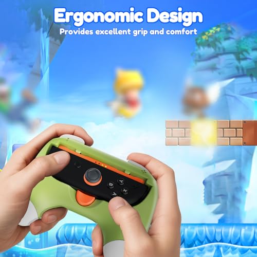 Image of Auarte Controller Grips for Joy-Con Compatible with Nintendo Switch 2, 2 Pack Cute Comfort Wear-Resistant Handle Kit Accessories, Holder for 2025 Switch 2 Joypads(White, Pink and Green)