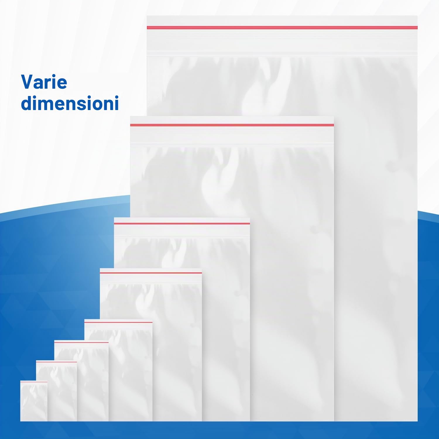 VIOKS Sacchetti con cerniera, 100 pezzi, 400 x 500 mm, 40 x 50 cm, 80 micron con chiusura a pressione, richiudibile, sacchetto di plastica impermeabile, con chiusura a pressione