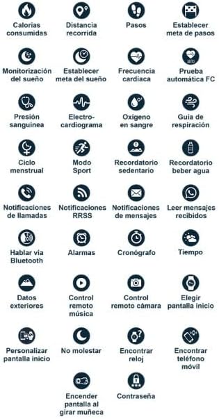 Grid of icons representing smartwatch features