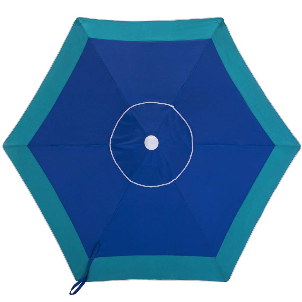 BAKAJI Parasol de plage de jardin avec poteau en acier pliable, revêtement en tissu anti-UV, diamètre 210 cm, avec bandoulière étui, turquoise, Ø 210 cm