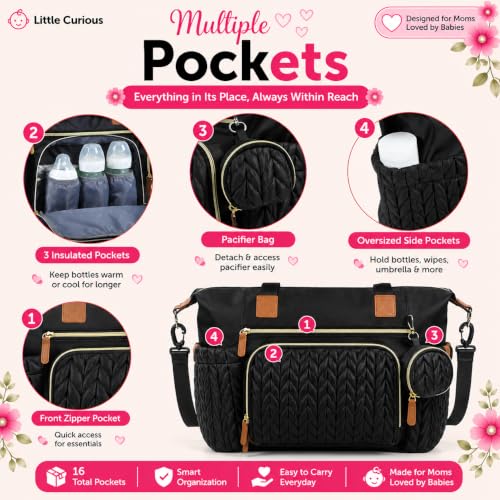 Image of Baby Diaper Bag | Diaper Bag for Mothers For Travel | Baby Bags For Mothers Carry | Baby Diaper Bag For Mother For Travelling |Quilted Lugguage Nappy Handbags