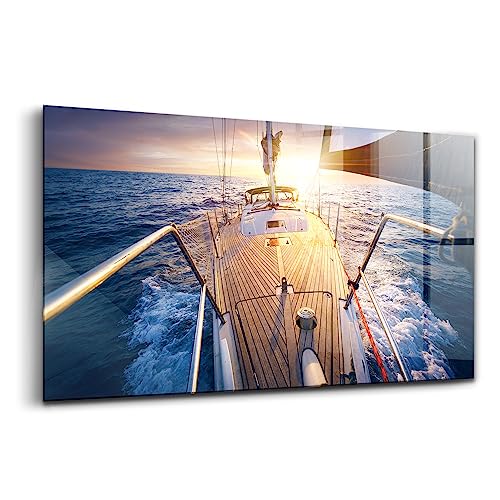 Peinture sur verre moderne voilier Wallfluent 100x50 cm