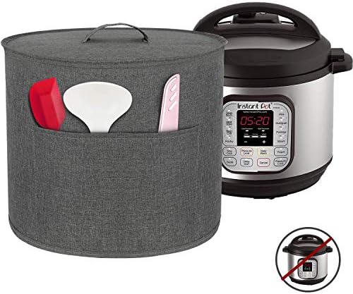 Homai Dust Cover for 8 Quart Instant Pot Pressure Cooker, Cloth Cover with Pockets for Holding Extra Accessories, Gray (Large)
