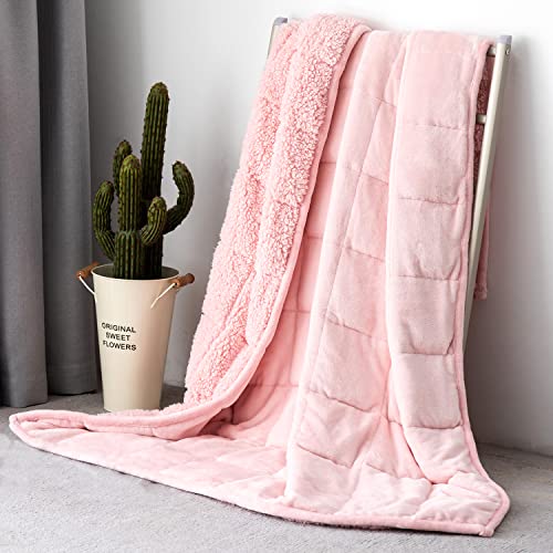 Topblan Sherpa Fleece Weighted Blanket 15lbs, Uniformed Color with Fuzzy Fleece and Shaggy Sherpa to Help with Better Sleep, 60x80 inches, Pink Topblan Sherpa Fleece Weighted Blanket 15lbs, Uniformed Color with Fuzzy Fleece and Shaggy Sherpa to Help with Better Sleep, 60x80 inches, Pink