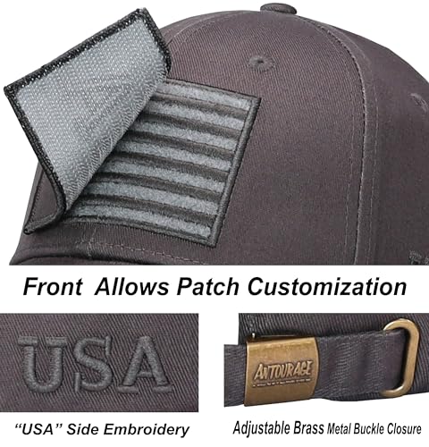 Image of Antourage American Flag Unisex Baseball Hat for Men and Women | USA Flag Mesh Snapback Flat Visor Cap + 2 Patriotic Patches