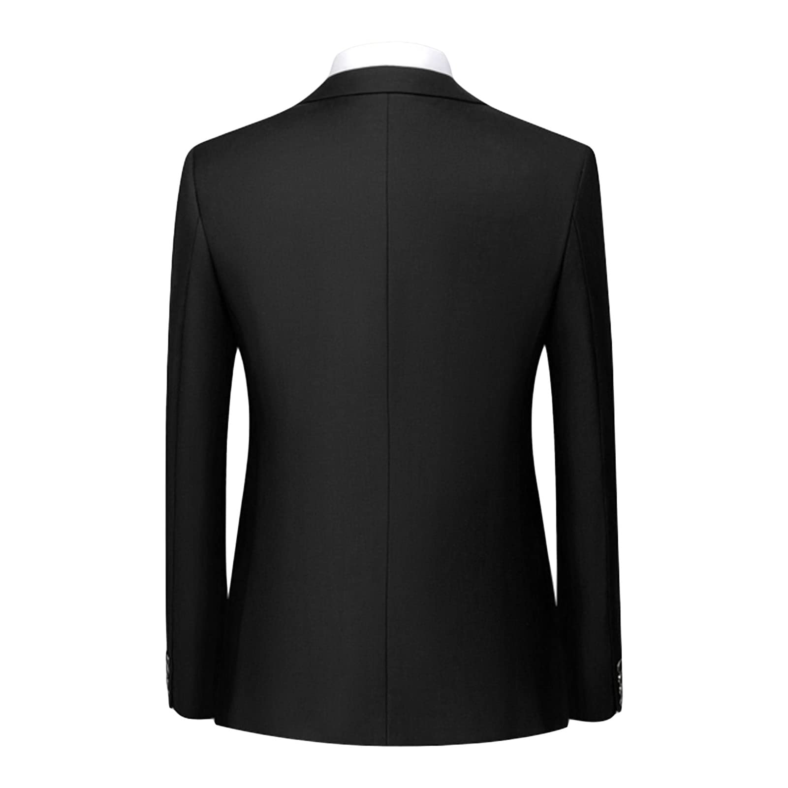 Men's 3 Piece Solid Color Suit Set Single Breasted Slim Fit Jacket Vest Pants Business Wedding Prom Blazer Sets (Black 2,Small)