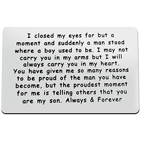 Son Gift From Mom Wallet Insert Card to My Son Inspirational Gift Birthday Graduation Wedding Gift Encouragement Gift Mom to Son Gifts Cover