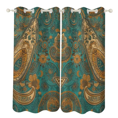 Rideaux occultants bleu marine et jaune pour une ambiance de salon feutrée et calme