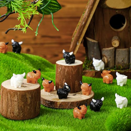 60 Figuras Mini Vaca Highland de Resina miniatura 2