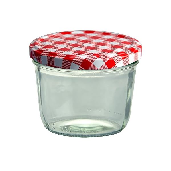CapCro 25er Set Sturzglas 230 ml Marmeladenglas Einmachglas Einweckglas to 82 rot Karierter Deckel – Bild 3