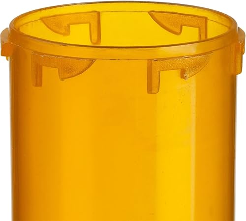 Miniatura 5 de Botellas vacías de plástico para píldoras medicinales con tapas resistentes a los niños, 30 frascos de plástico ámbar Dram organizador de pastillas,