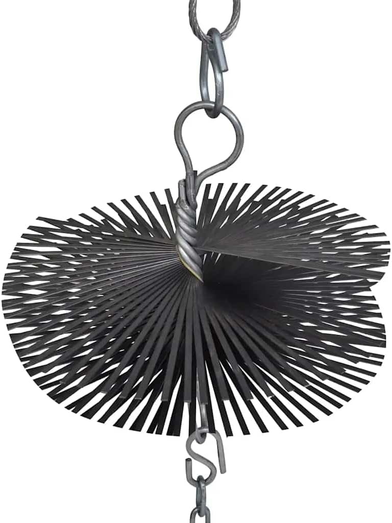 vidaXL Round Chimney Cleaning Brush Kit-5.9" Diameter- Steel Wire Brush with Chain-Attached Ball and Thread- Durable Fireplace and Chimney Cleaning Tools